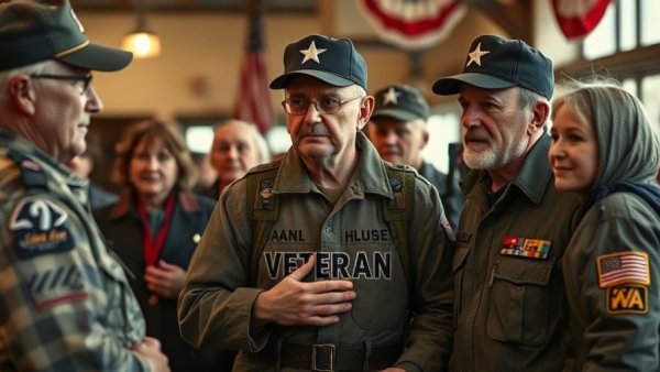 Veterans receiving support for food insecurity at a community center.