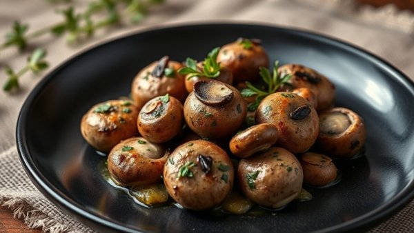Gourmet dish of foraged mushrooms highlighting health benefits.