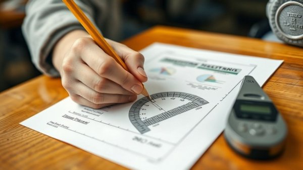 Student using protractor and pencil in DFW high school classroom.