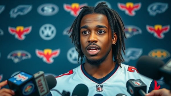 Balancing grief and excitement in football return interview with player.