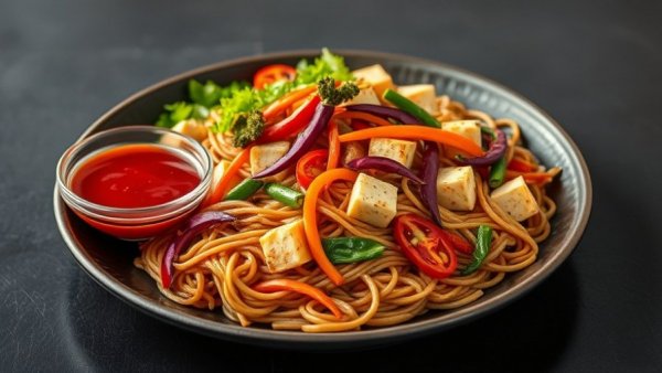 Delicious stir-fried noodles with tofu and sauces - San Antonio dining hidden gems.