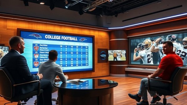 Analysts discuss College Football Playoff race in studio.