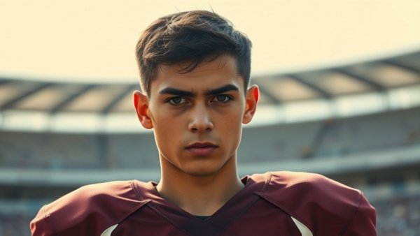 Close-up of a focused football player during Texas A&M miracle comeback.