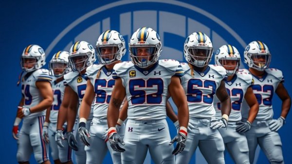 SEC playoff football prediction with confident players and dynamic background.