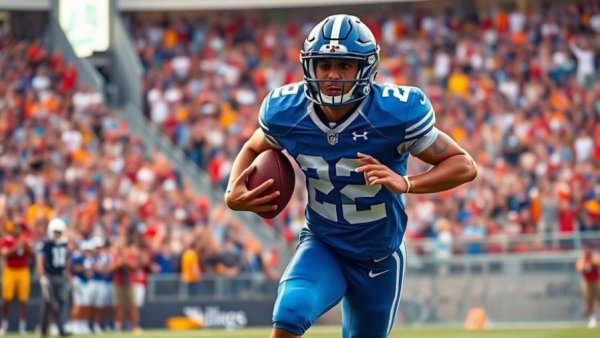 Dynamic scene of TCU Horned Frogs vs. BYU Cougars football game highlights.