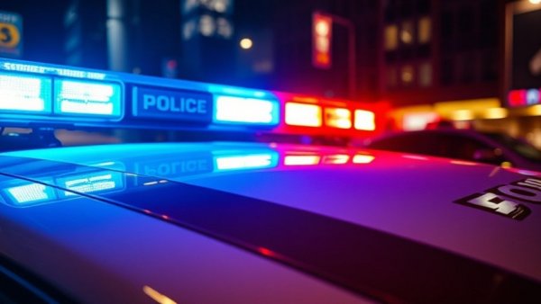 Close-up of police lights reflecting urgency, San Antonio crime reports.