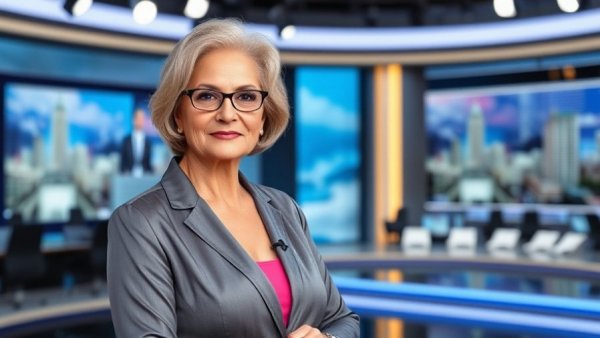 TV presenter discussing online prediction markets with studio background.