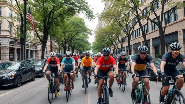Cyclists supporting street vendors in Chicago event.