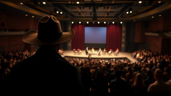 Audience view at Texas Tribune Festival 2025 with cowboy hat silhouette.