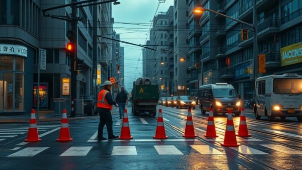 San Antonio local news: utility work on city street at night.