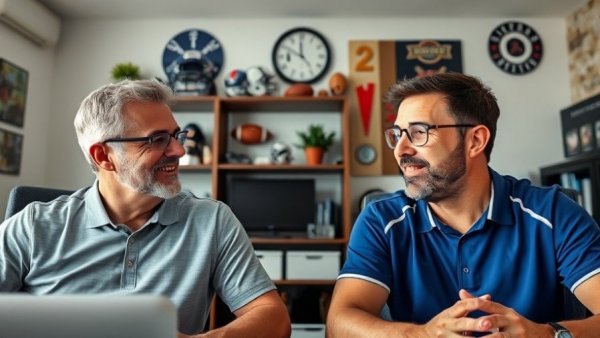 Two men discussing Lane Kiffin rumors on a sports video call