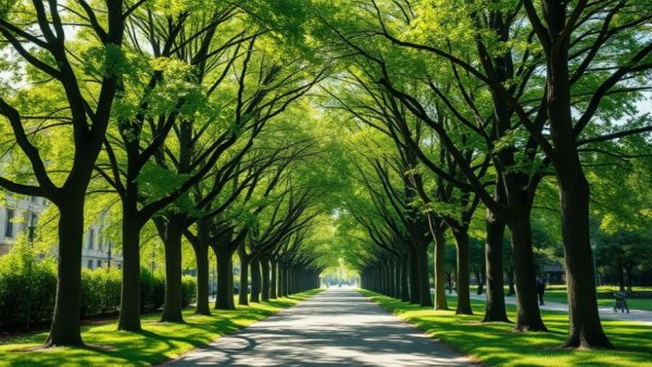 Tree-lined walkway in an Austin park, related to FY25 HUD funding.