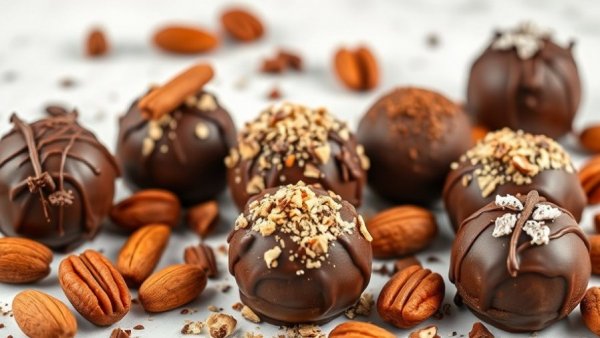 Holiday desserts: Chocolate truffles with spices and nuts.