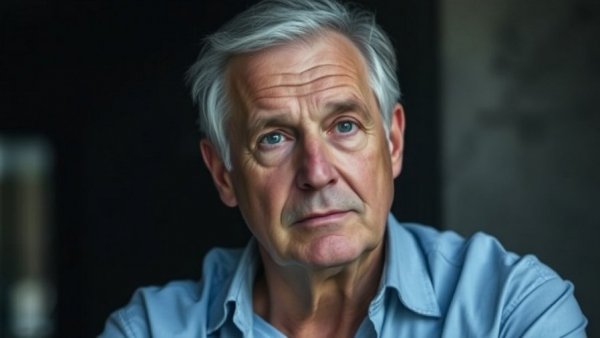 Middle-aged man discussing worst foods for skin, cinematic photo.