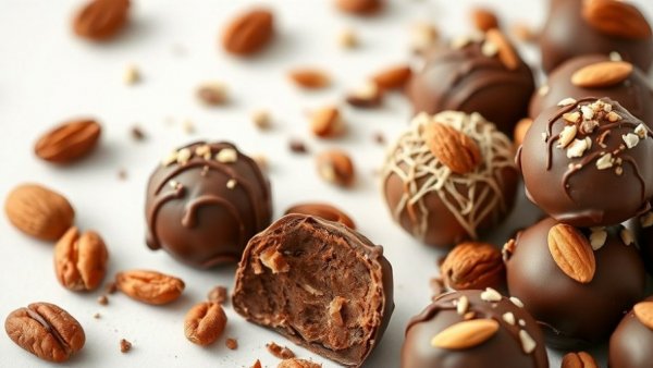 Favorite holiday desserts: chocolate truffles on a plate.