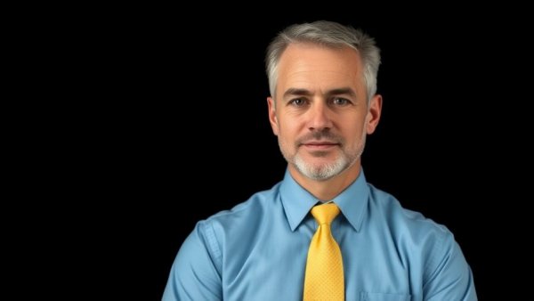 Proactive Health for Seniors: Middle-aged man in professional setting with bright design.