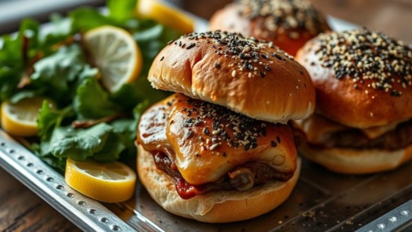 Tasty sliders with salad in San Antonio dining setting.