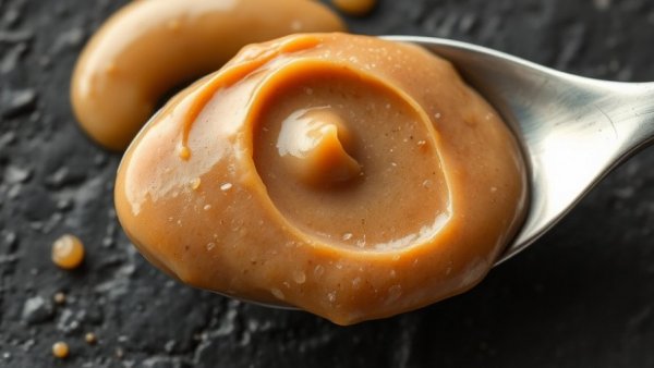 Close-up spoonful of miso paste highlighting its texture and color.