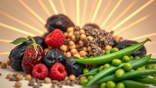Vibrant healthy foods showcasing fiber for gut health benefits.