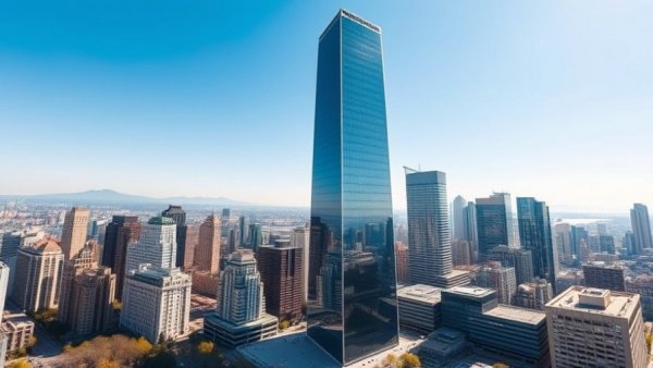 Modern skyscraper in cityscape near Torchy’s Tacos Uptown Dallas.