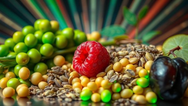 Assortment of fiber-rich foods showcasing Fibermaxxing health benefits.