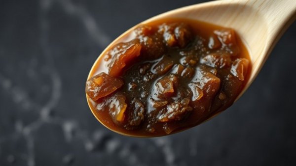Spoonful of miso paste highlighting its texture and benefits.