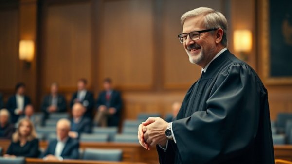 Texas redistricting ruling: distinguished judge smiling in courtroom