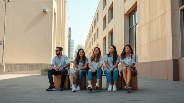 Casual group in urban setting enjoying open air, Austin music events.
