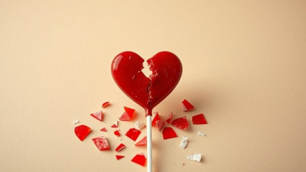 Broken heart-shaped lollipop symbolizing forgiveness after infidelity.