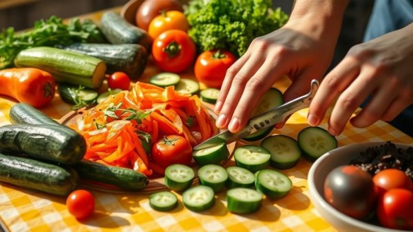 Top view vegetables on a table, best time to eat dinner in winter.