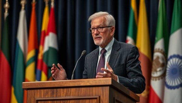 Speaker at podium with Texas flag backdrop, related to Texas dementia fund lawsuit.