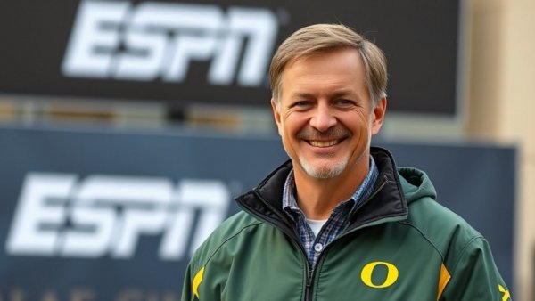 Dan Lanning superstitions college football with ESPN and Oregon jacket.