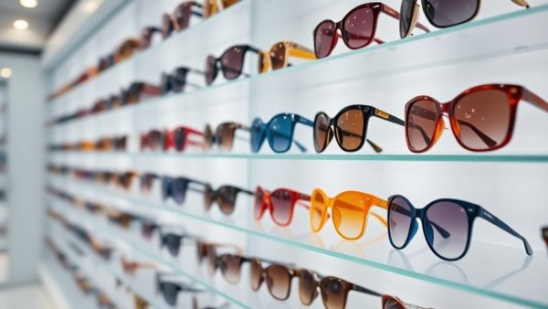 Eyewear display in a modern store, US news on theft focus.