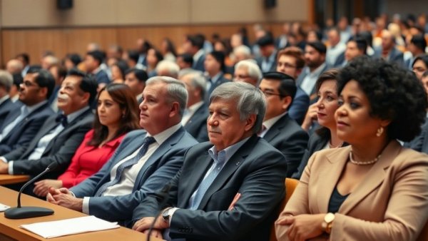 Texas news crowd at public event listening attentively.