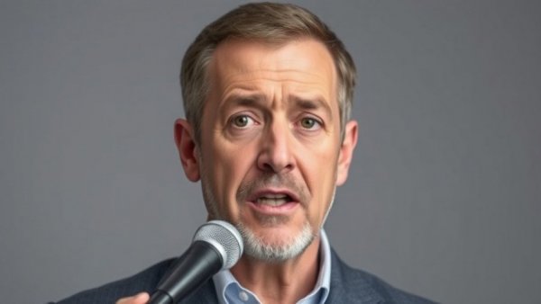 Middle-aged man discusses vitamin deficiency on a podcast.