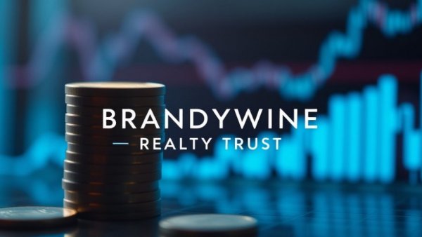 Brandywine Realty Trust logo with financial charts and coins in background