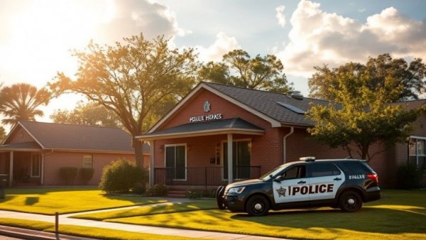 Houston funeral home identity theft investigation scene with police presence.
