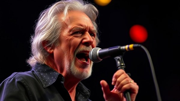 Elderly musician passionately performing live music on stage.