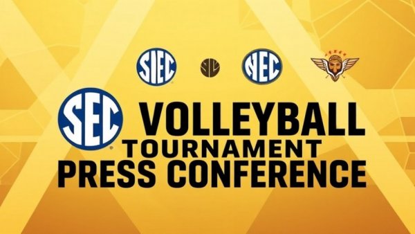 2025 Allstate SEC Volleyball Tournament press conference banner