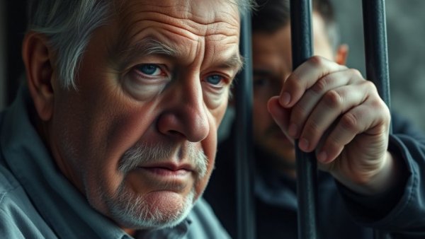 Contrasting views on cashless bail policies; man discussing, person behind bars.