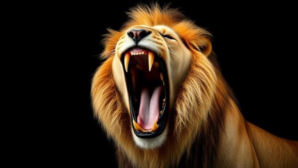 Close-up of roaring lion, AI detects hidden lion roar