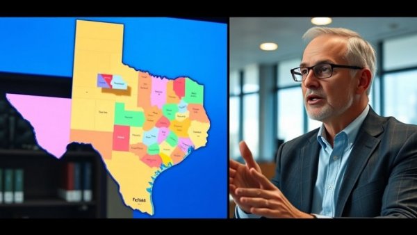 Texas political tensions showcased through a vivid map and speaker.