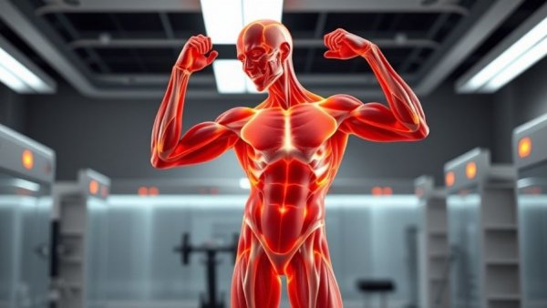 Healthy aging tips with 3D anatomical exercise model.