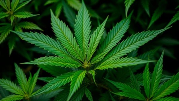 Close-up of cannabis leaves related to cannabis use disorder.