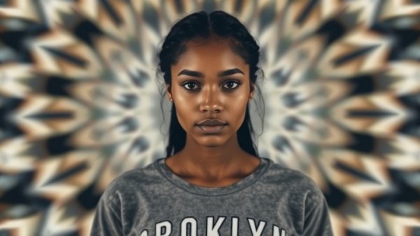 Blurred portrait of woman with kaleidoscope effect, abstract art.