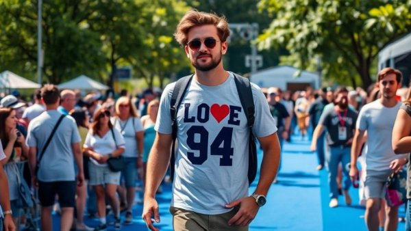 Casual fan expressing love for 94 Dallas Cowboys at outdoor event.