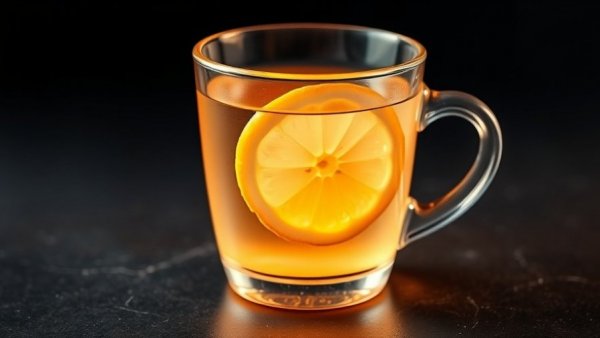 Cup of lemon water with vibrant lemon slice, highlighting health benefits.