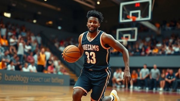 NBA Top Plays Highlights: Dynamic basketball player in action on court.