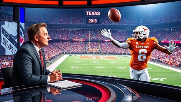 Texas Longhorns 2025 season sports broadcaster and player in action.