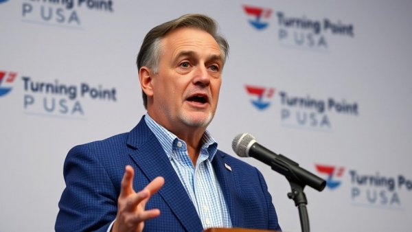 Man speaking at event related to Texas AG Paxton lawsuit and religious discrimination.